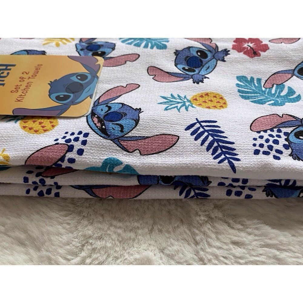 2 Pack Disney Stitch Hand Kitchen Towels Pineapple Hibiscus 16 X 26” NEW - Picture 8 of 11